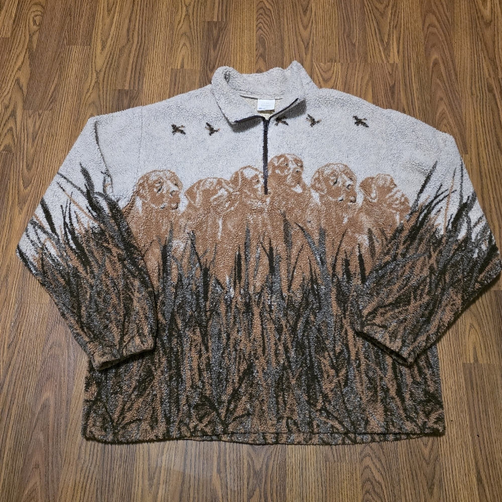 Lusha Designs Vintage Golden Retriever Nature Fleece Pullover L Made in Canada